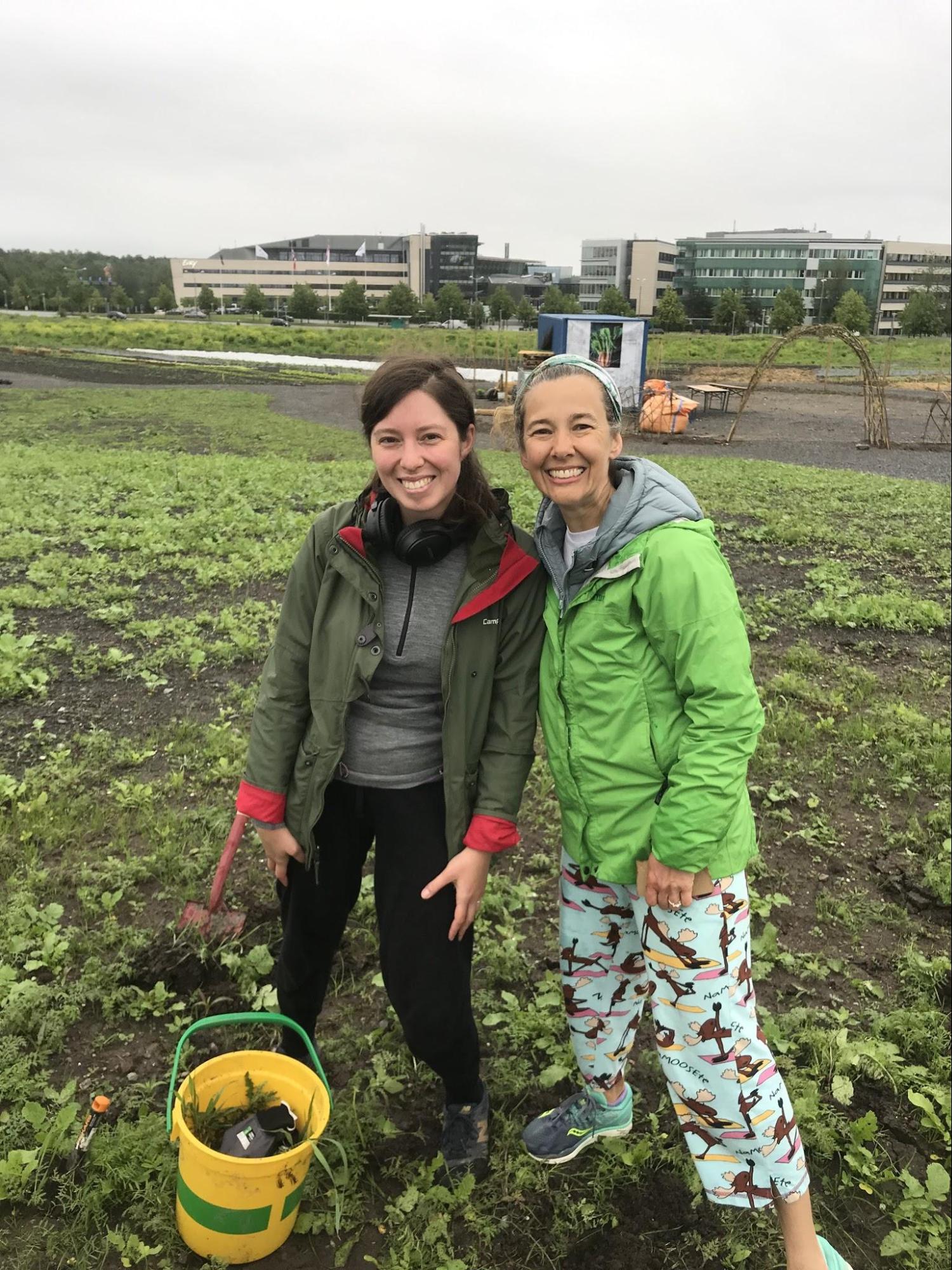 She works in a community garden (Fornebu Samdyrkelag) that Norway gave for the next 4 years